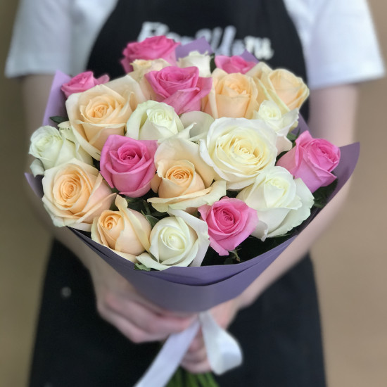 Розы Букет из роз нежный микс 21 шт. (40 см)